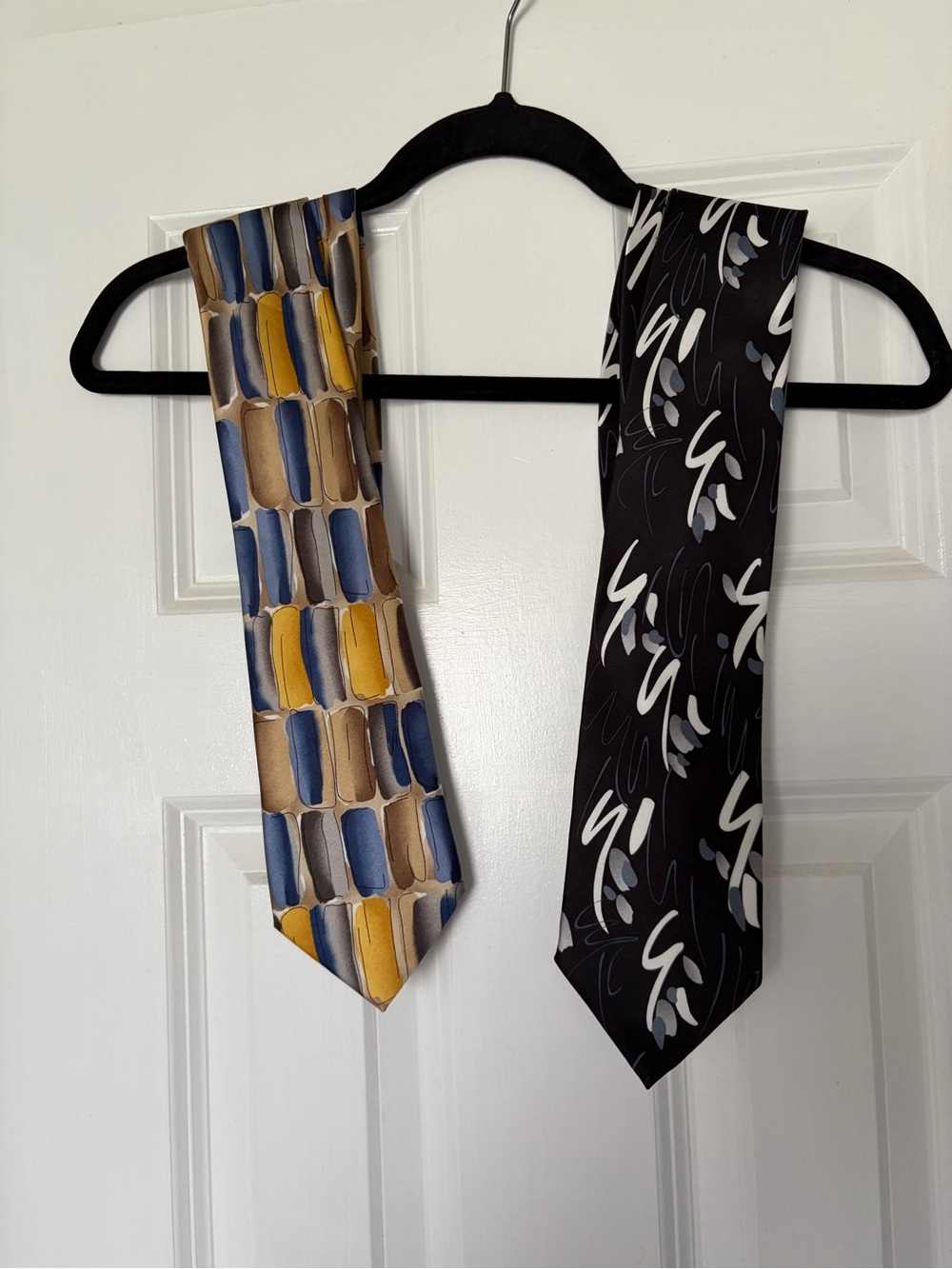 J. Garcia Blue, Gold & Black Patterned Set of 2 Neckties
